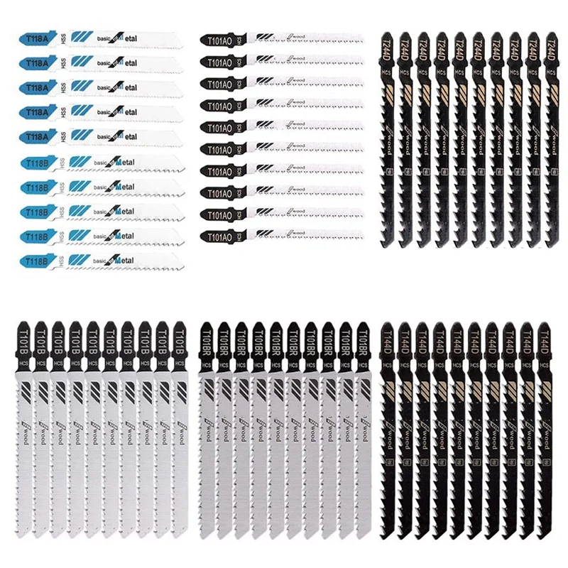 

60PCS JigSaw Blades Set, Assorted T-Shank Jig Saw Blades for Wood Plastic Metal Cutting, Replace Many Models