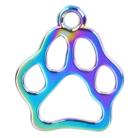 10pcs alloy claw paw print charms pendant accessory rainbow color for jewelry making necklace earring metal bulk wholesale