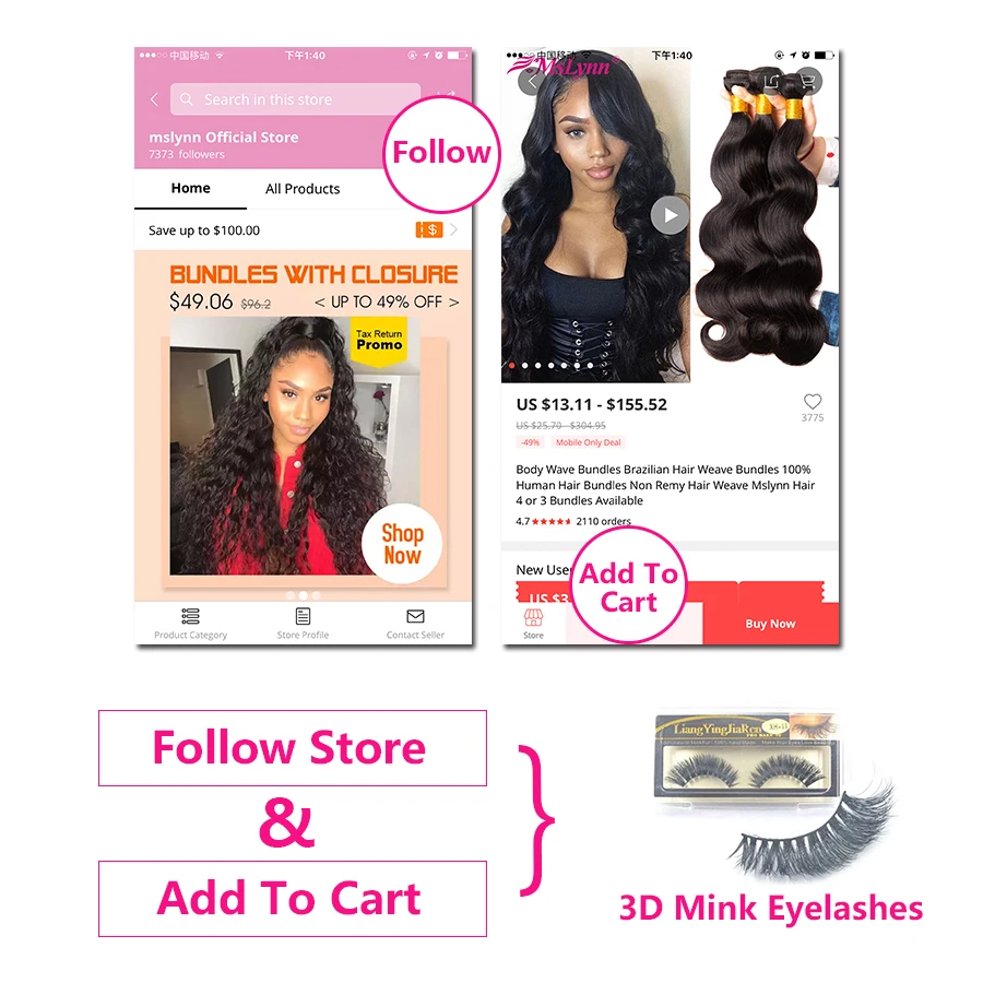 Прямые пучки волос с закрытием бразильские человеческих mslyn Remy волосы|bundles with