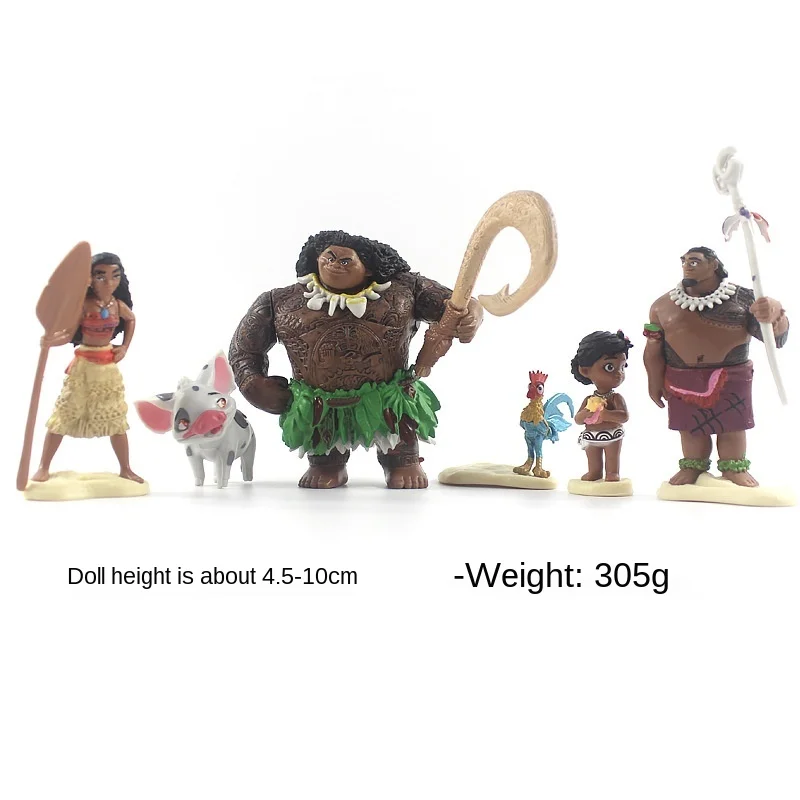 

Кукла Disney Ocean Qiyuan ручной работы, Моана, Моана, Maui, анимационная периферийная модель, украшения, 6 шт. комплектов для гаража, аниме игрушка, экшн...