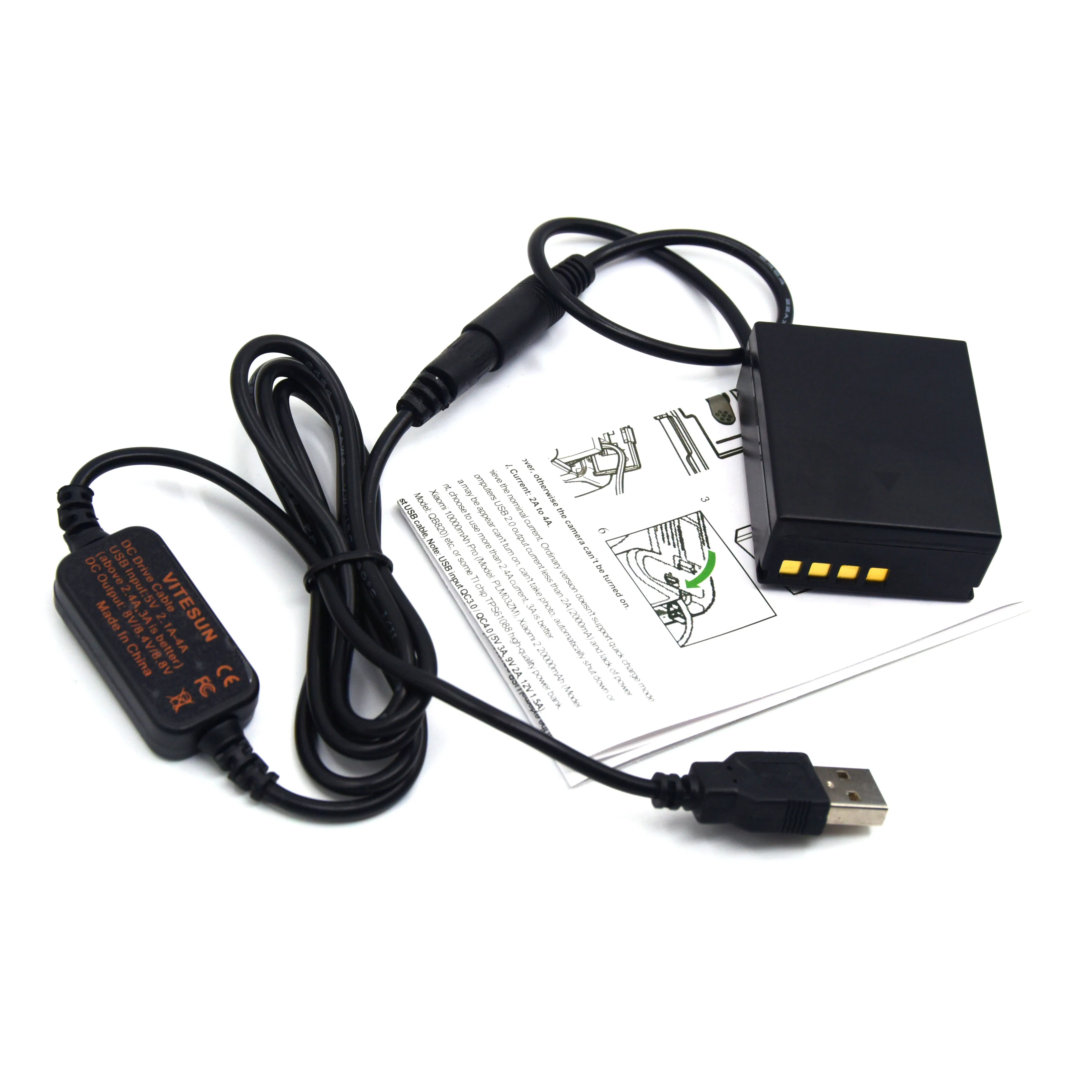 Внешний аккумулятор 5 в USB-Кабель-адаптер + искусственная батарея для