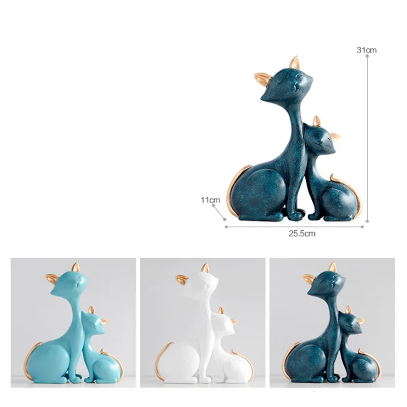 

RESIN CAT FIGURINES MINIATURES LIVING ROOM DECORATIVE ANIMALS ORNAMENTS OFFICE DESKTOP CAT STATUE WEDDING GIFT HOME DECORATION