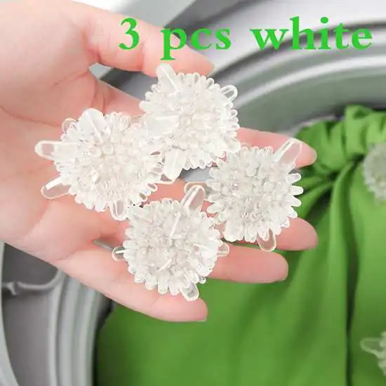 3 pcs white Волшебный шарик для стирки, Ловец шерсти для домашних животных, для мытья машинных шариков, Ловец ворса, для вспенивания шерсти и хлопка, для удаления шерсти - Цвет: 3 pcs white
