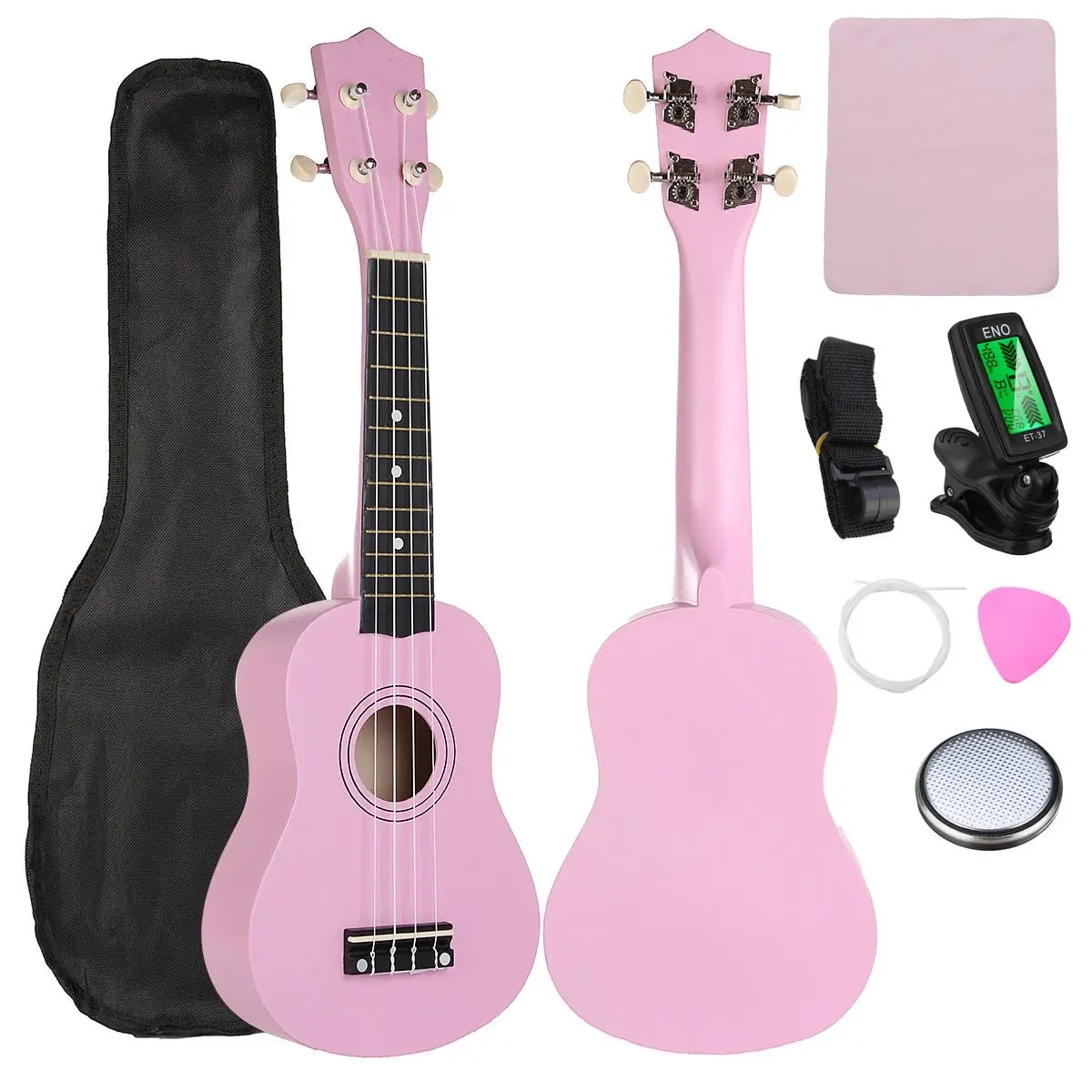 

21 inch 12 Fret Soprano Ukulele Hawaii Bass Beginner Stringed Musical Instrument Ukelele with Gig bag+Tuner+Strings+Pick+Strap