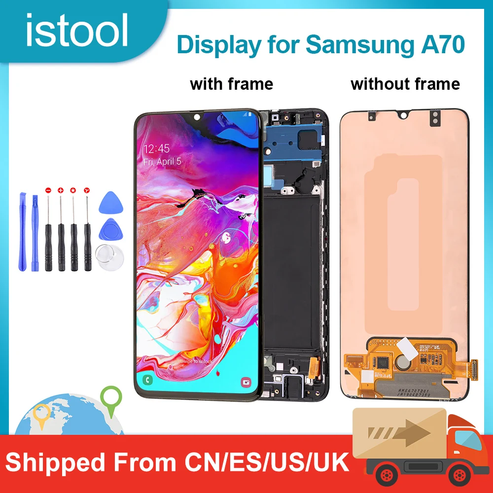 

100% протестированный 6,3 "ЖК-дисплей без рамки для Samsung Galaxy A70 A705 A70S A707 OLED сенсорный экран дигитайзер в сборе с рамкой