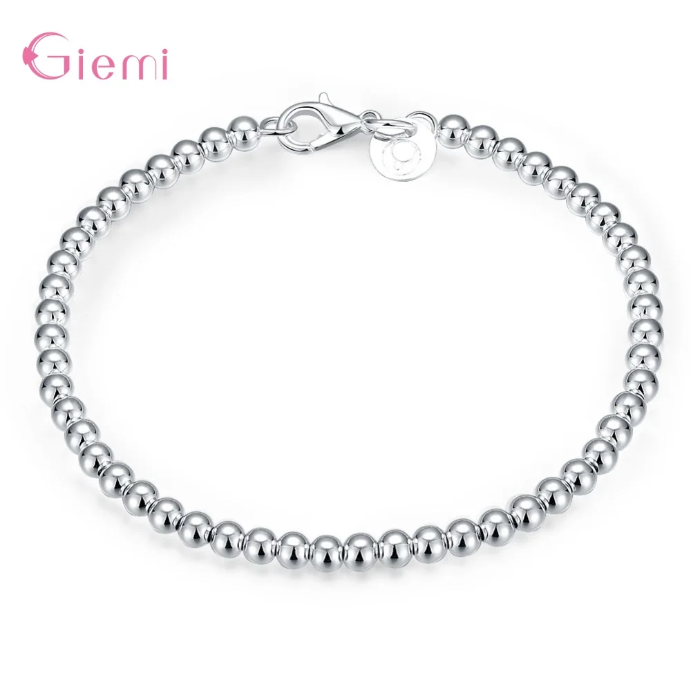 

Модные Элегантные 925 стерлингового серебра 4 мм бусины цепи для женщин браслет высокого качества великолепные ювелирные вечерние поставки