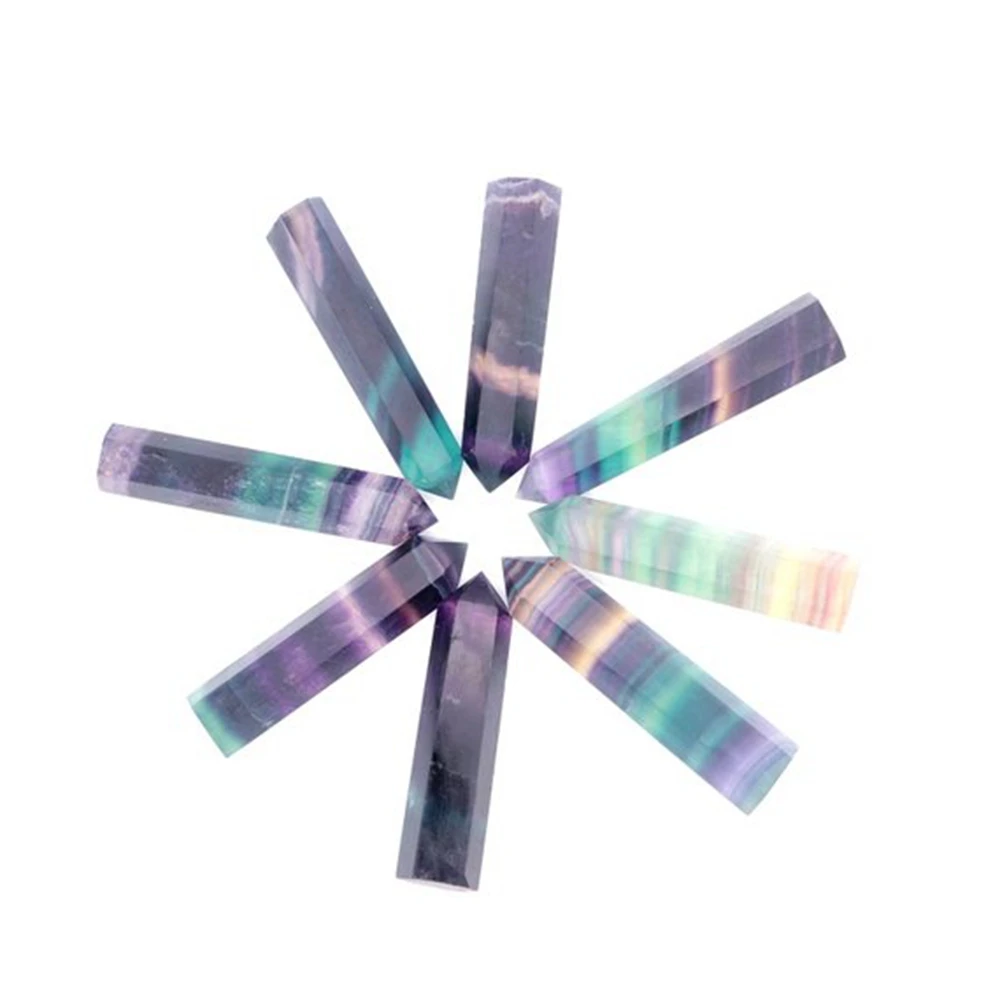 Natural Fluorite Crystal Pillar Treatment Stone Hexagon Point Chakra Spirit FengShui Home Decoration Gem Crafts | Дом и сад