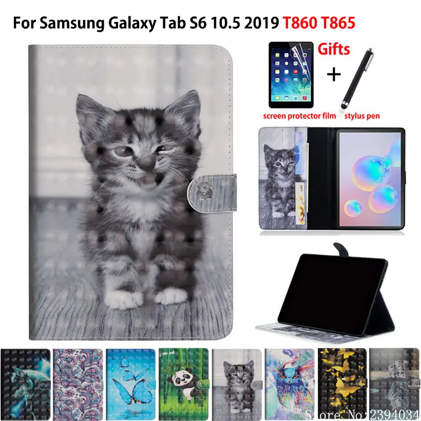 

Чехол-подставка для Samsung Galaxy Tab S6, 10,5 дюйма, с рисунком животных