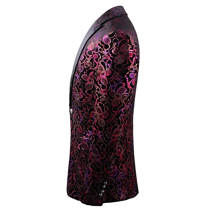 

Plyesxale 2020 Luxury Mens Floral Blazer Jacket Male British Style Casual Slim Fit Blazer Burgundy Velvet Blazers For Men Q739