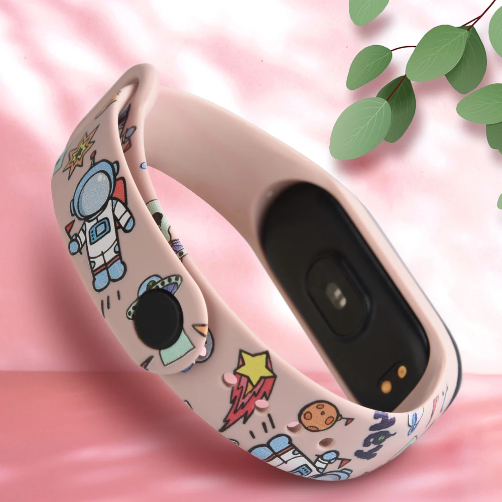 Силиконовый ремешок для Xiaomi Mi band 5 4 мягкий цветной браслет с принтом xiami
