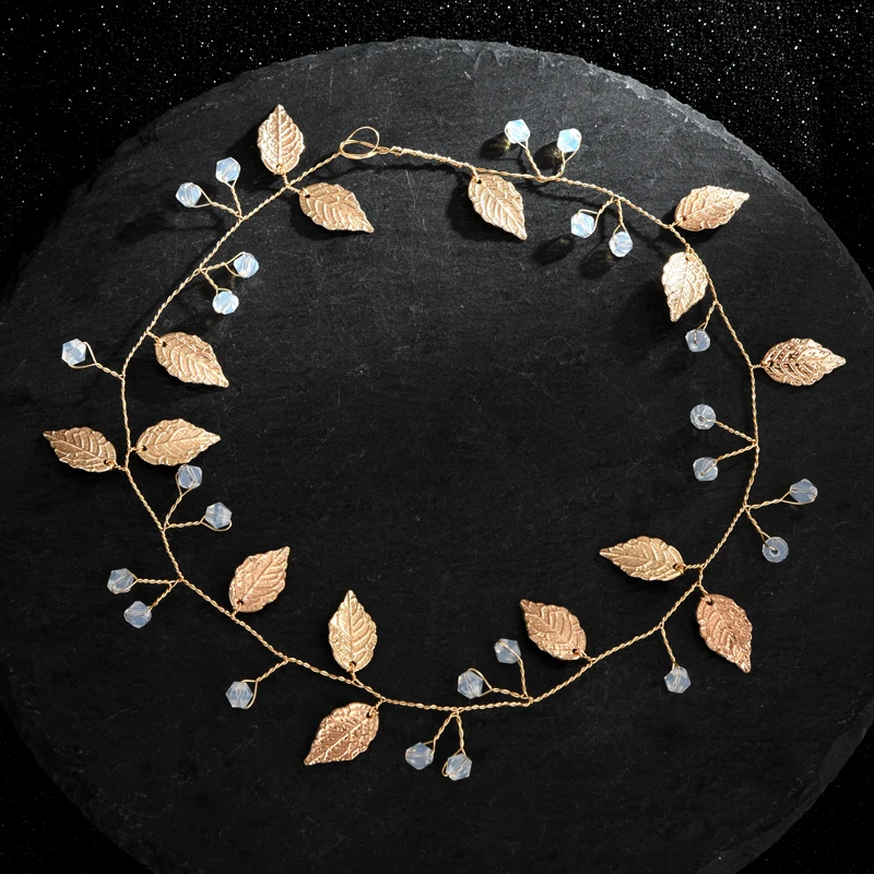 Украшения для волос ручной работы с кристаллами и бусинами из опала лента