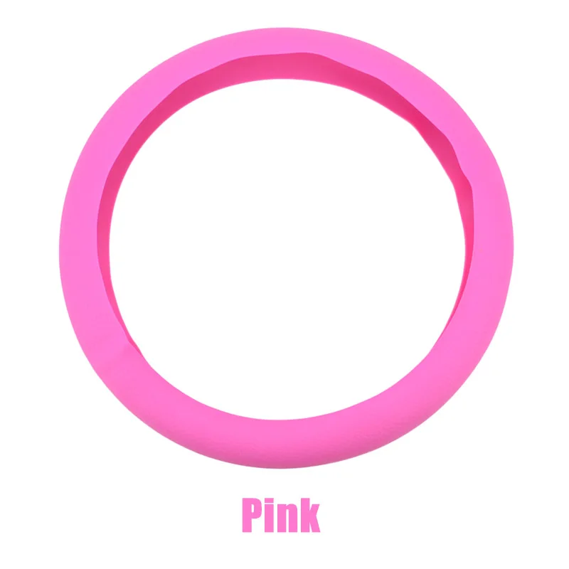 Pink Кожаная текстура Авто силиконовая крышка рулевого колеса Перчатка Мягкая силиконовая рукоятка оболочка светящийся в темноте - Название цвета: Pink