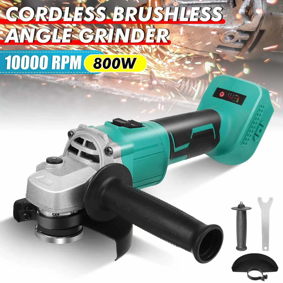 

800W 125/100mm Brushless Cordless Impact Angle Grinder 4 Speed DIY Cutting Machine Power Tool For Makita 18V Battery (Tool Only)
