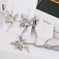 angel fairy pendant necklace earring sets for women men retro classic trendy vintage necklaces earrings fashion jewelry set