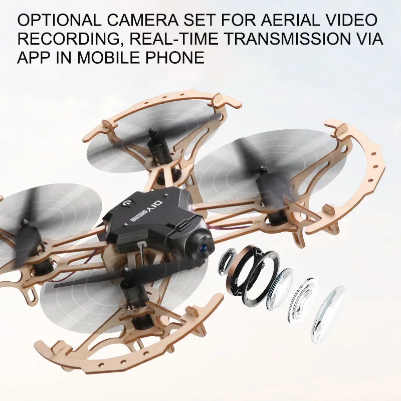 Мини Дрон с камерой/Светодиодный светильник DIY Technic Деревянный Строительный