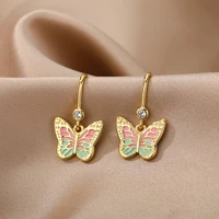 vintage butterfly earring for women girls colorful cute animial small sweet hanging drop dangle earrings jewelry gift mujer
