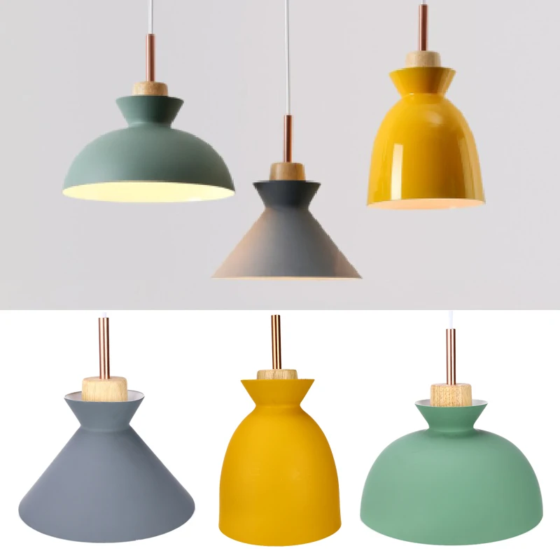 Скандинавские комбинированные подвесные светильники из натурального дерева