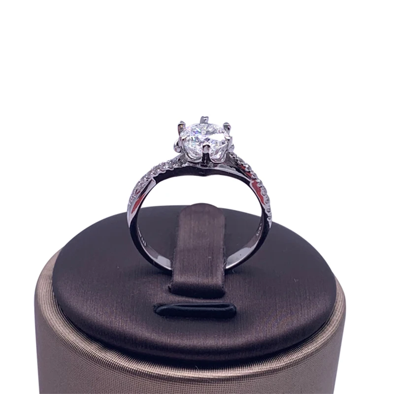 Чистое 18 К кольцо из белого золота 1ct 2ct 3ct романтический, модный Moissanite бриллиантовое кольцо ювелирное изделие в форме цветка кольцо на головщину для женщин