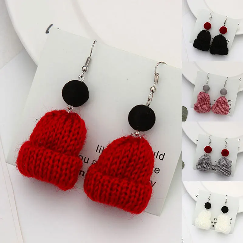

Stylish Christmas Hat Earrings Plush Hairball Warm Cute Korean Style Lady Earrings Likable Delicate Elegant Temperament Ear Stud