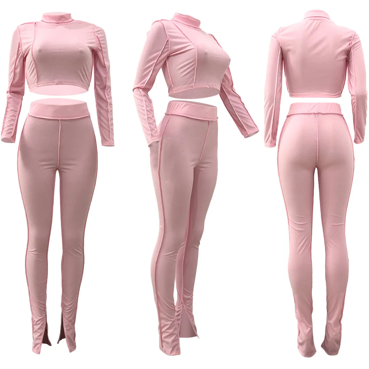 

Oluolin Women Tracksuit 2 Piece Set Tracksuit Loog Sleeve Crop Top And Pants Set High Waist Legging Outfit Active Tracksuit