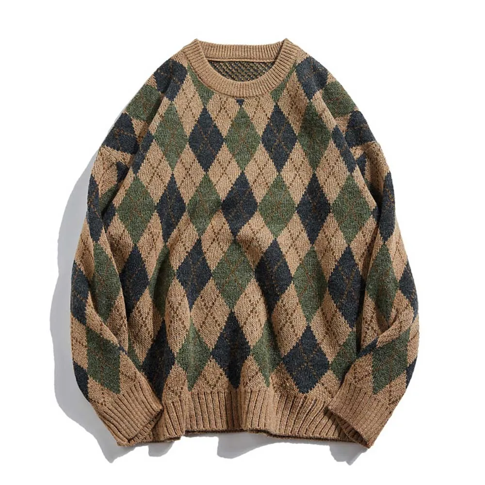 

Autumn Winter Fashion Knit Pullovers Men Casual Loose Japanese Retro Sweater Hiphop Streetwear Clothing