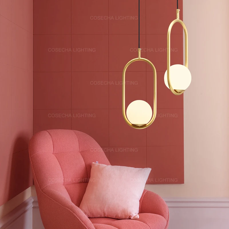 Стеклянный шар подвесной светильник золотой один лофт Скандинавская спальня