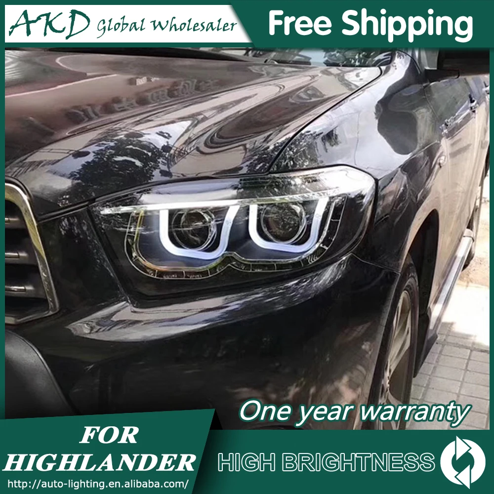 AKD автомобильный стайлинг для фары Toyota High lander 2009 2011 светодиодный DRL биксеноновый