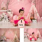Розовый богемный фон для фотосъемки с изображением палатки принцессы люстры цветов украшения реквизит портрет на день рождения для девочек торты разбивать