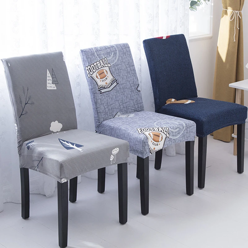 

Home Simple Printed Chair Cover Spandex Stretch Chair Covers for Kitchen Dining Room Wedding Office Modern Style Decor Seat Case
