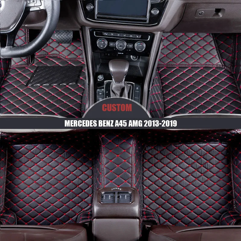 Кожаные автомобильные коврики на заказ для MERCEDES BENZ A45 AMG 2013-2014 2015 2016 2017 2018 2019