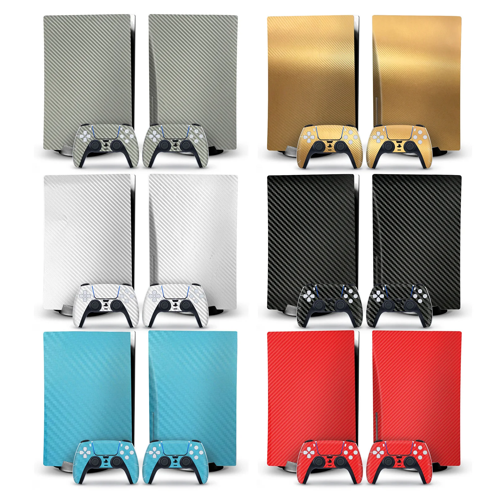 

Новый углеродного волокна наклейки для PS5 консоли и игровой контроллер Виниловые стикеры наклейки для Sony Playstation 5 CD-ROM версия