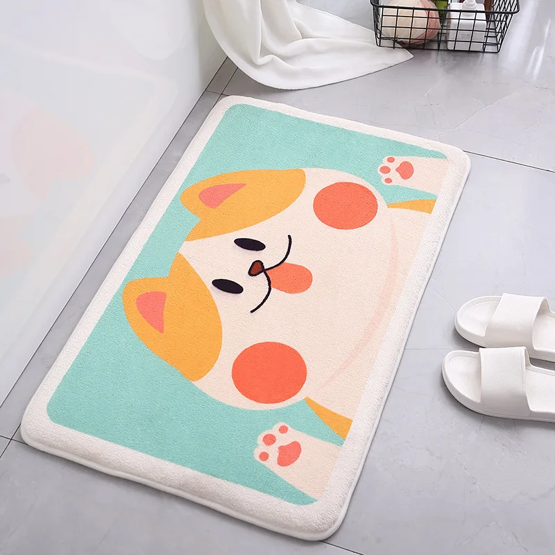 

Ins Modern Minimalist Cute Cartoon Children's Bathroom Non-slip Mat Household Entrance Toilet Absorbent Pad Machine Washable