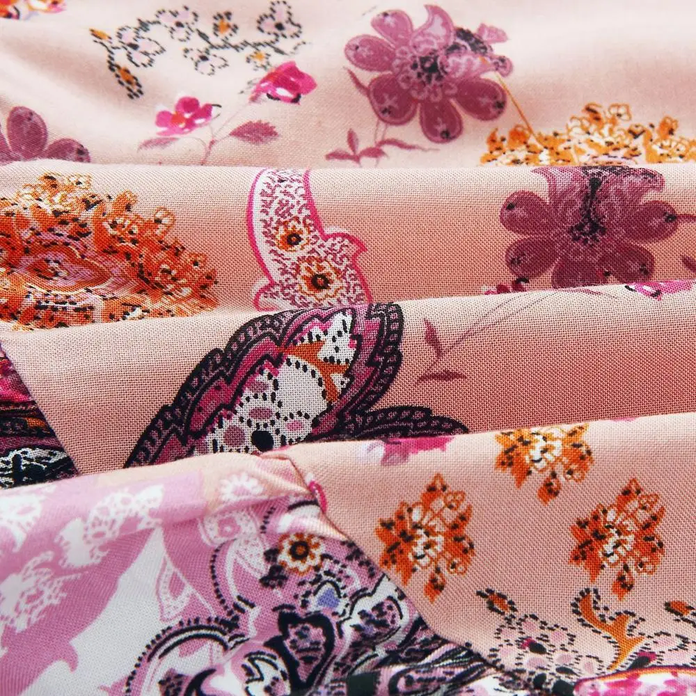 Женское длинное платье с принтом розовое летнее ТРАПЕЦИЕВИДНОЕ открытой спиной