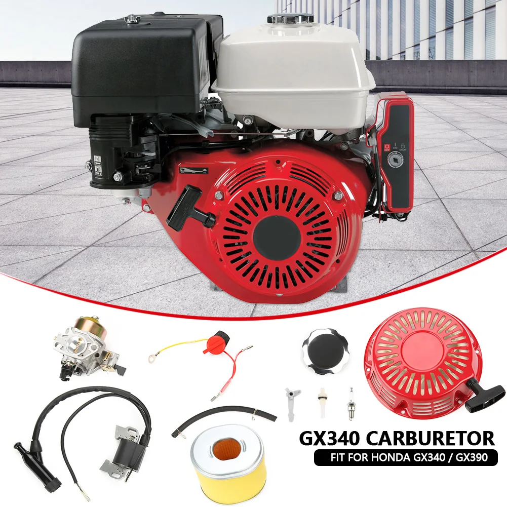 

9 шт. расходные материалы для бензинового двигателя подходит для Honda GX340 11HP & GX390 13HP катушка зажигания Свеча зажигания воздушный фильтр