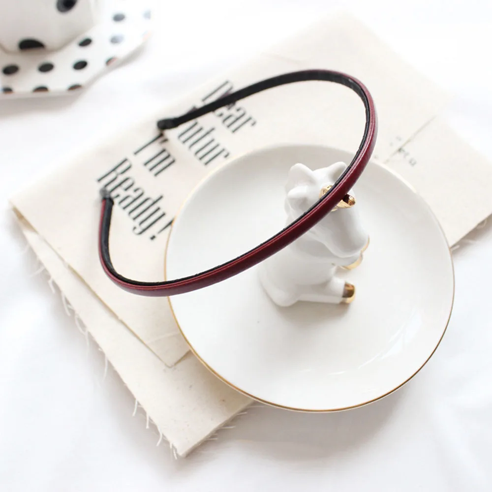 

Fashion Simple Headdress Solid Color PU Hair Comb Hairbands Headband Hair Hoop Bezel Hair Accessories For Women