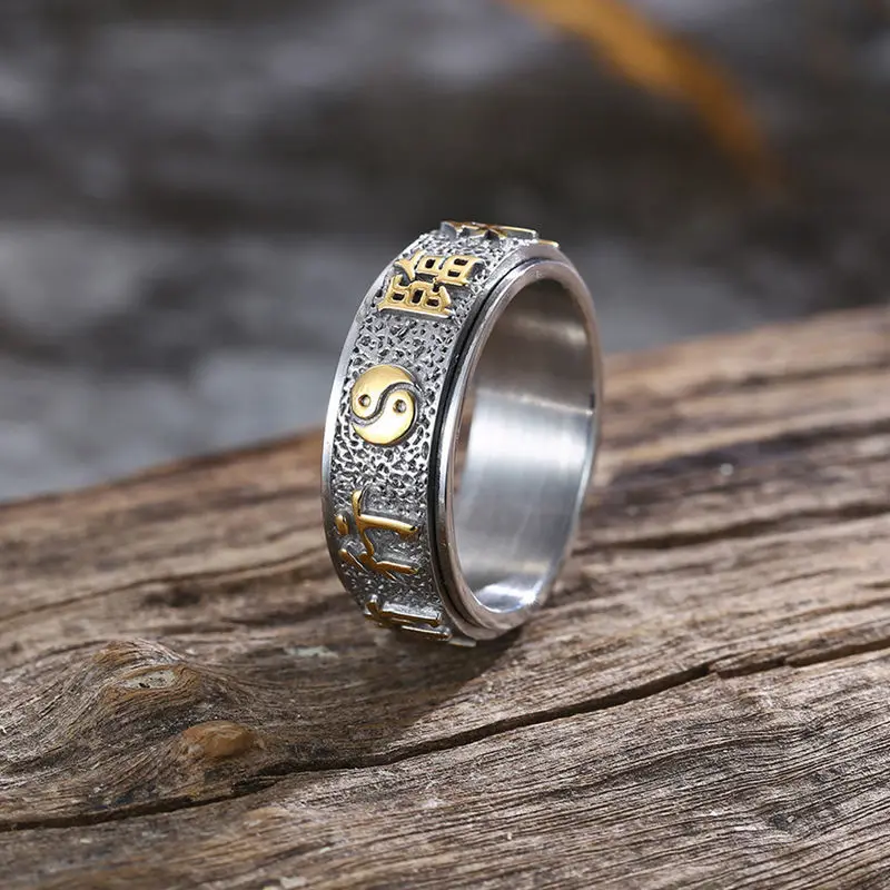 

Новинка, вращающиеся кольца в стиле ретро с шестью символами, для мужчин и женщин, различные серии вращающихся колец, трендовые ювелирные из...