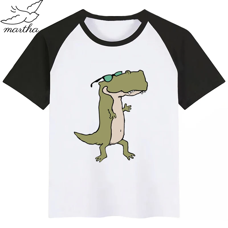Новое поступление футболка для девочек с забавным принтом динозавра из