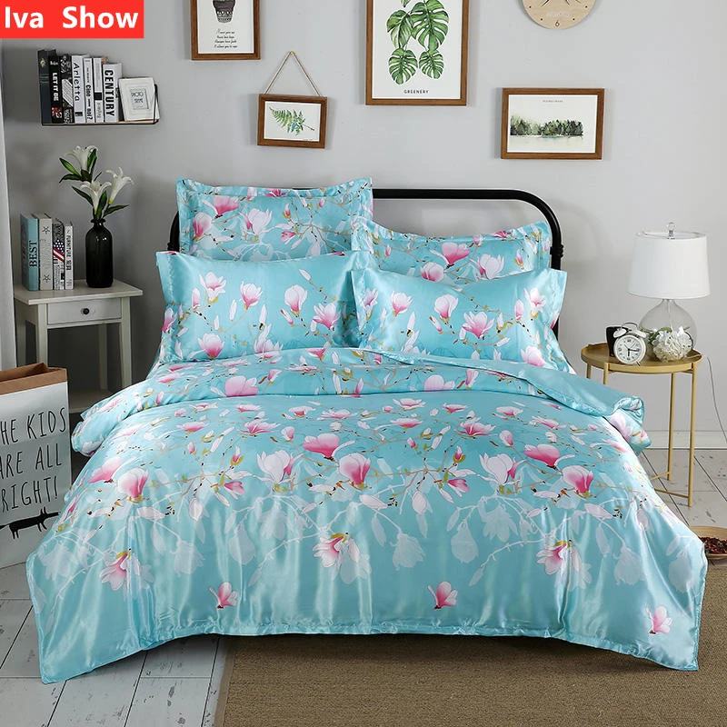 Комплект постельного белья из шелка с принтом | Дом и сад