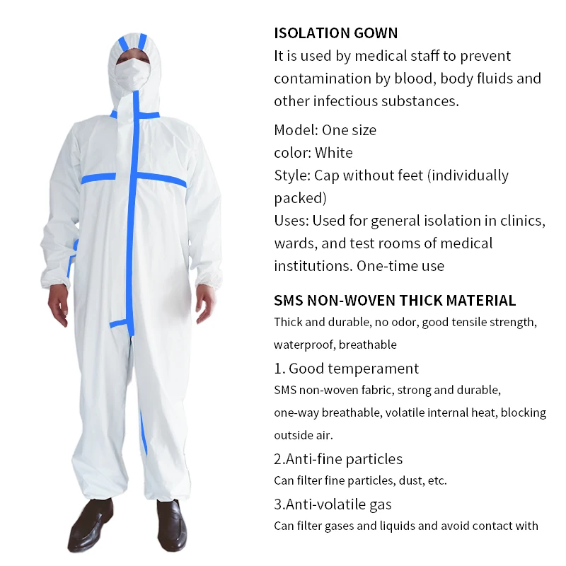 

Disposable Protection Suit Work Wear Clothes Uniforms Gowns Suit Non Woven Dustproof Onesie Workwear Clothing New
