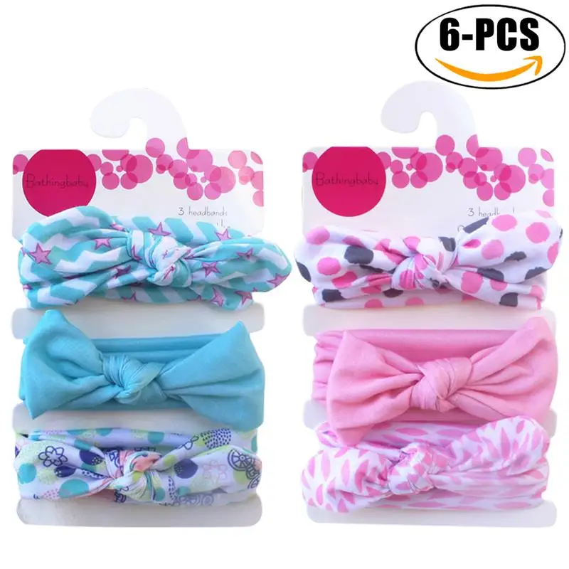 

6PCS Babygirl Headband Fashionable Bowknot Elastic Turban Headband Baby's Headwrap for Kids