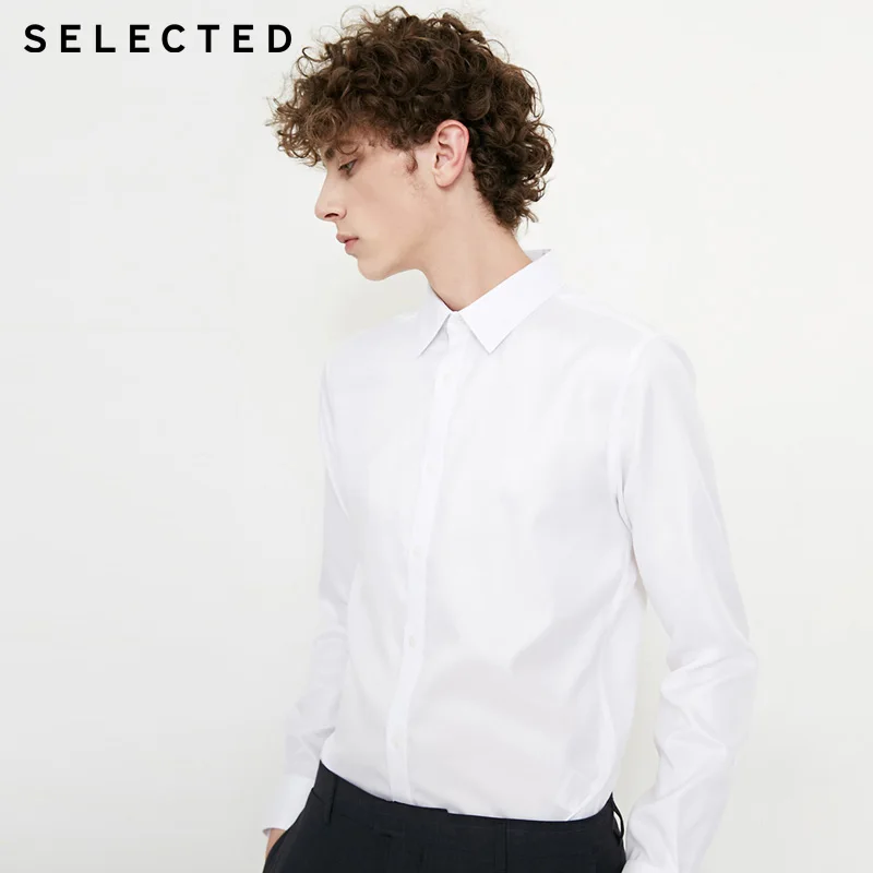 Мужская Однотонная рубашка с длинными рукавами из 100% хлопка | 418305515|Повседневные