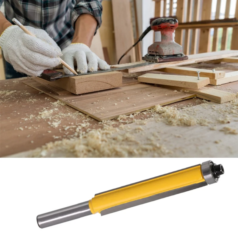 

1pc 8mm Shank 2" Flush Trim Router Bit with Bearing for Wood Template Pattern Bit Tungsten Carbide Milling Cutter for Wood