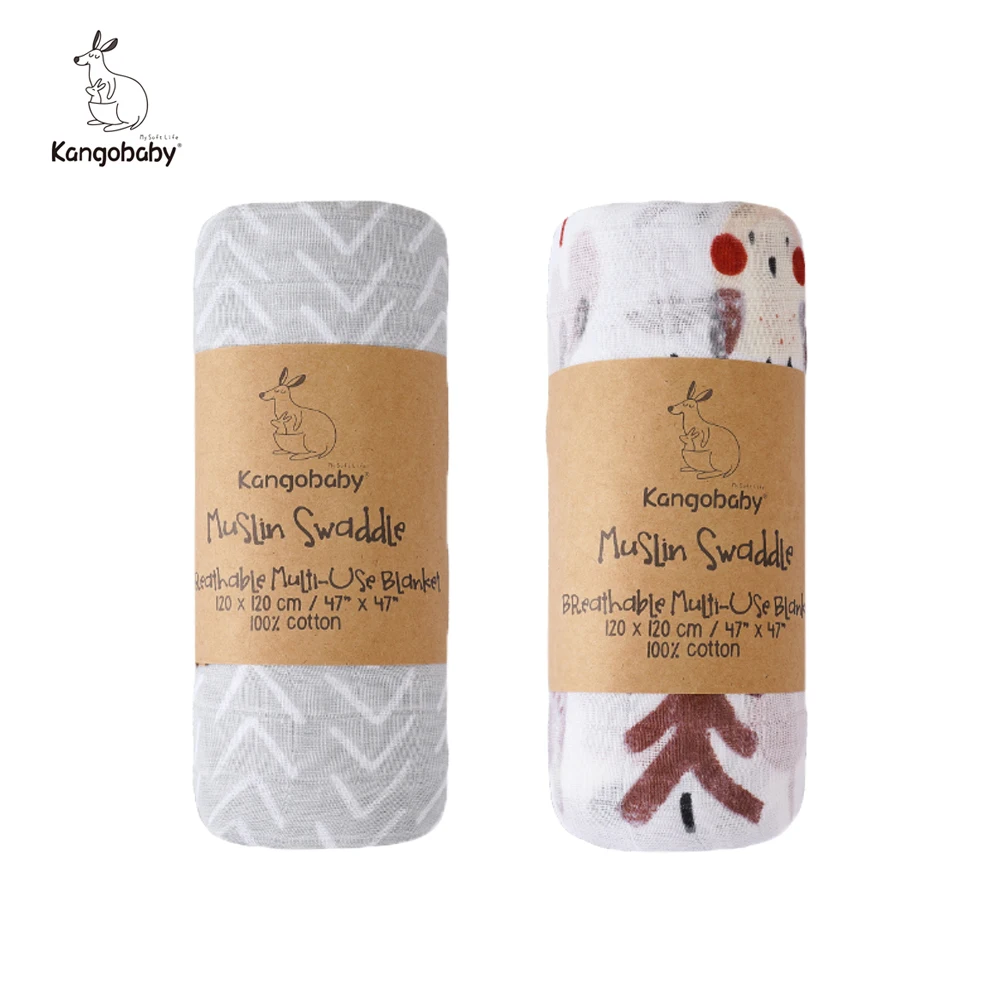 

Kangobaby 2 Pcs Muslin 100% Cotton Flannel Baby Swaddles Soft Newborns Blankets Newborn Muslin Diapers Baby Swaddle