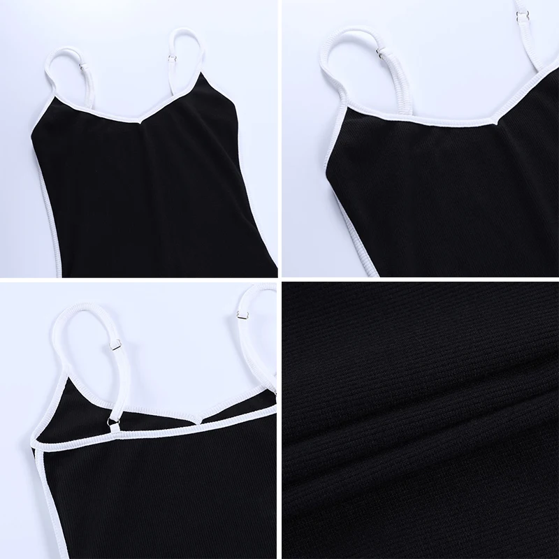 

Fashion Sexy Off Shoulder V-Neck Cami Short Dresses Women Summer Sleeveless Backless Knitted Dress Bright Line Decoration Dress