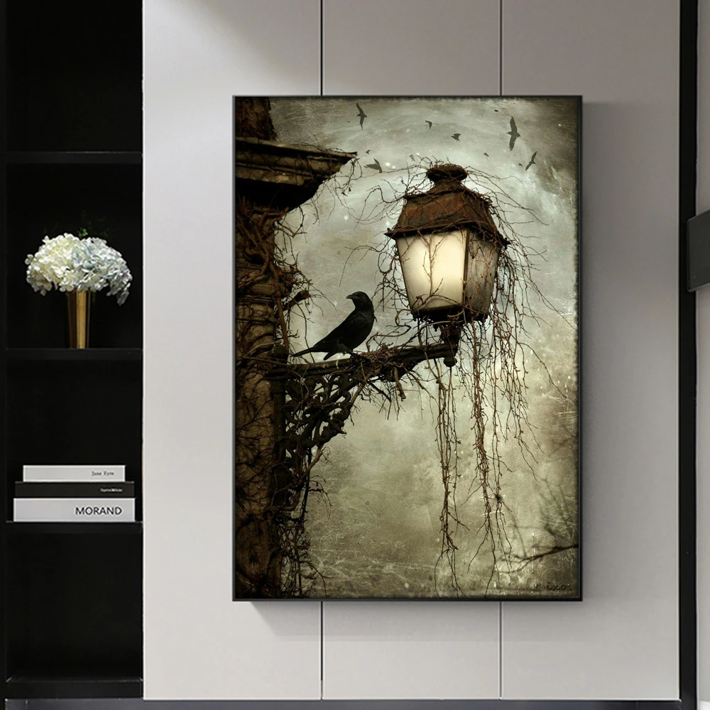 Настенная Картина на холсте акварель ворона животные скандинавские постеры и