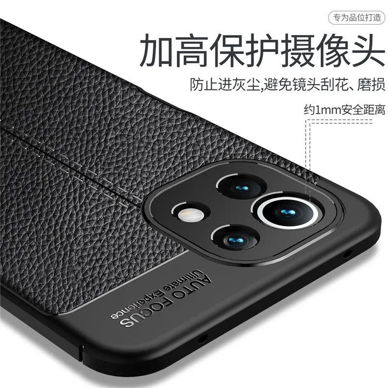 For Xiaomi Mi 11 Lite Case Shockproof TPU Soft Leather TPU Style Phone Case ForMi 11 Lite Cover Coque Fundas For Mi 11 Lite