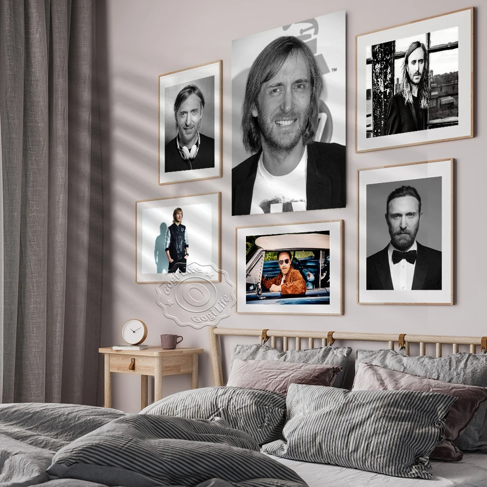 

France Paris Disc Jockey David Guetta Black And White Art Portrait Poster, Idol Vintage Art Decor Wall Picture, Fans Collection