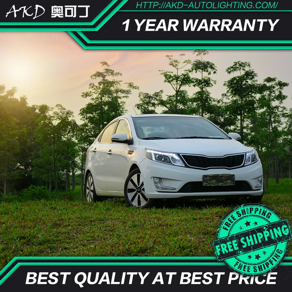 AKD тюнинг автомобильных фар для KIA K2 RIO 2011 2014 светодиодные фары DRL ходовые огни Bi Xenon