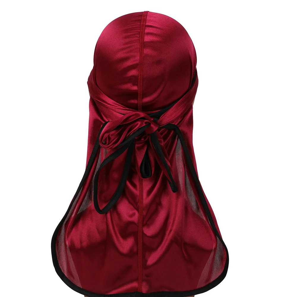 Мужской Durag новый дизайн атласная тряпка однотонный цветная бандана шелковый