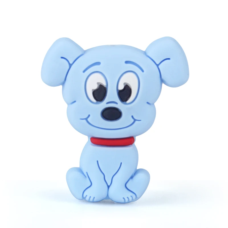 Blue Keep&Grow, 10 шт., мини силиконовые бусины в виде собаки из мультфильма, грызуны, Детские Прорезыватели, бусы, сделай сам, прорезыватели, ожерелье, силиконовые детские товары - Цвет: Blue